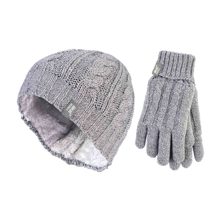 Ladies Fleece Lined Thermal Hat & Gloves Set for Winter