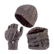 Ladies Fleece Lined Thermal Winter Hat, Neck Warmer & Converter Gloves Set