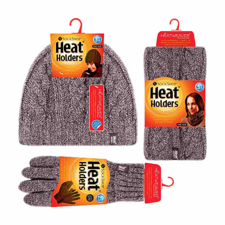 Ladies Fleece Lined Thermal Winter Hat, Neck Warmer & Converter Gloves Set