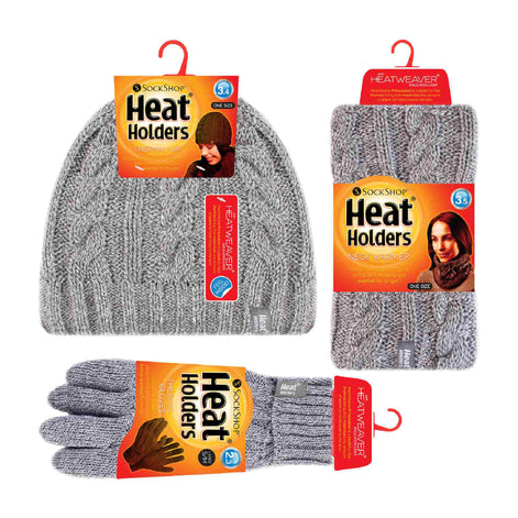 Ladies Fleece Lined Thermal Winter Hat, Neck Warmer & Converter Gloves Set