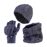 Ladies Fleece Lined Thermal Winter Hat, Neck Warmer & Converter Gloves Set