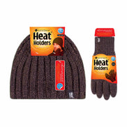 Mens Fleece Lined Thermal Hat & Glove Set for Winter