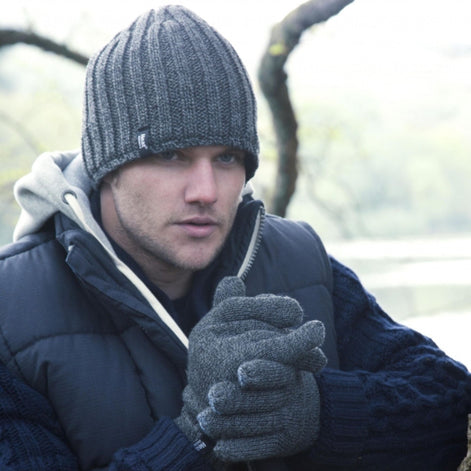 Mens Fleece Lined Thermal Hat & Glove Set for Winter