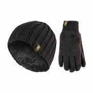 Mens Fleece Lined Thermal Hat & Glove Set for Winter