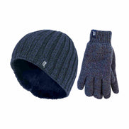Mens Fleece Lined Thermal Hat & Glove Set for Winter