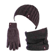 Mens Fleece Lined Thermal Hat & Gloves Set for Winter