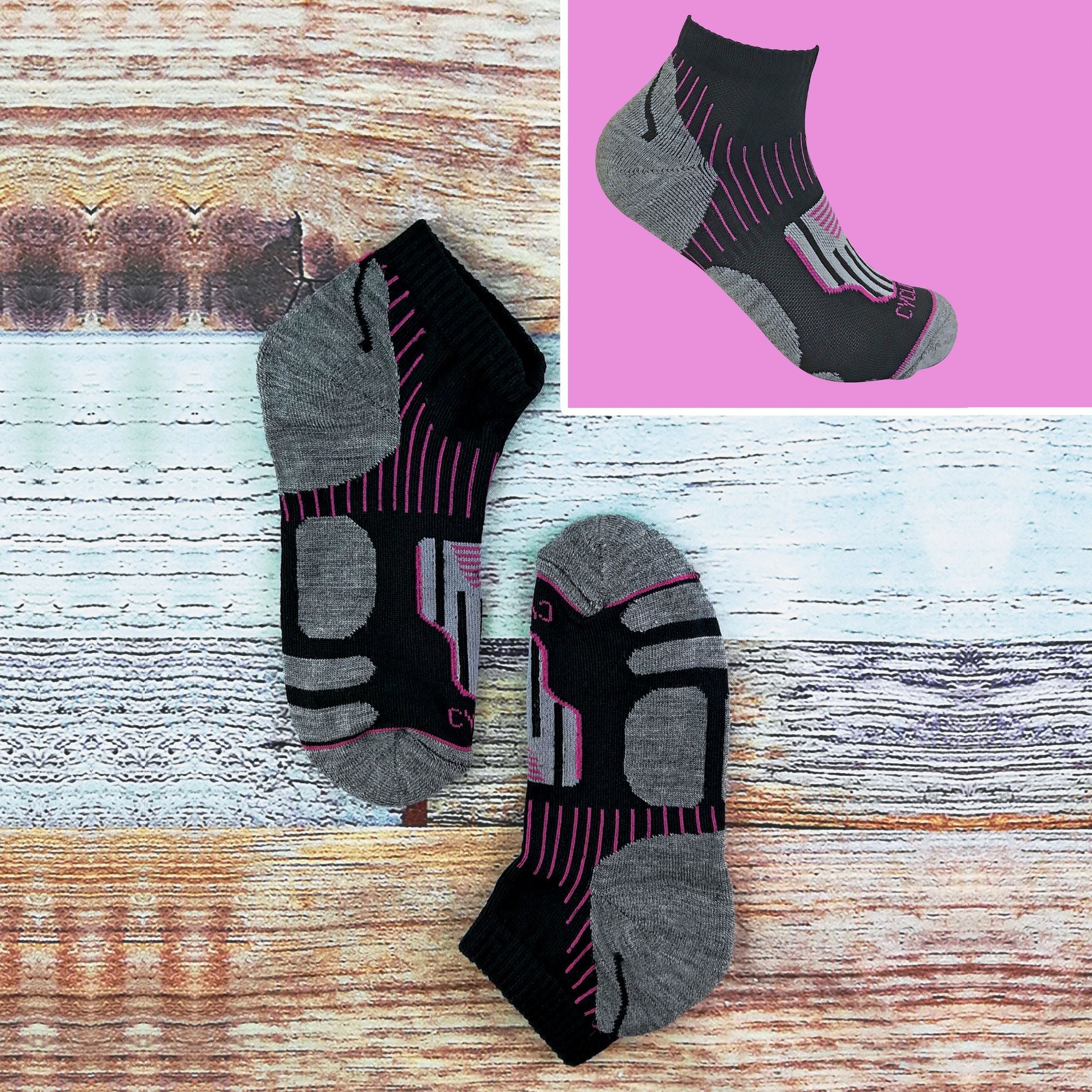 12 Pair Ladies Black Low Cut Cycling Socks Ideal for Running, Gym & Sport