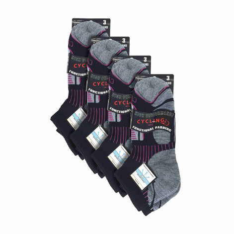 12 Pair Ladies Black Low Cut Cycling Socks Ideal for Running, Gym & Sport
