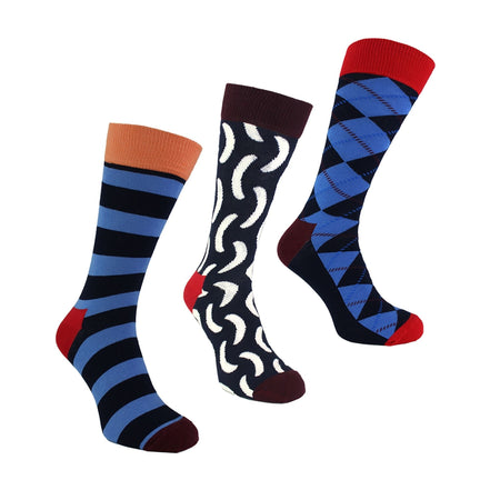 Pack of 3 Classic Argyle Patterned Mens Dress Socks | Colorful Argyle Socks