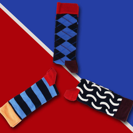 Pack of 3 Classic Argyle Patterned Mens Dress Socks | Colorful Argyle Socks