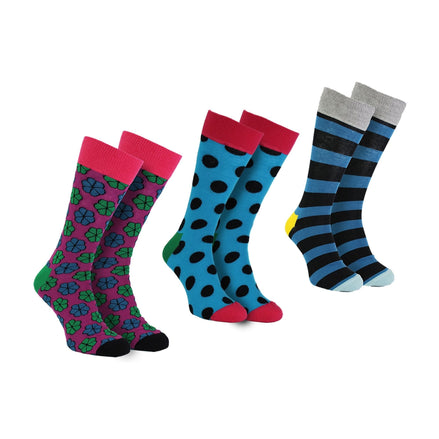 Set of 3 Striped Dress Mens Socks in Assorted Colors for Ultimate Style