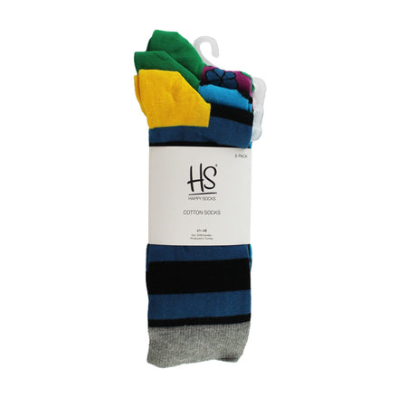 Set of 3 Striped Dress Mens Socks in Assorted Colors for Ultimate Style