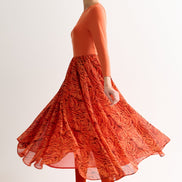 Huxley Rosechild Jersey Top Circle Skirt Midi Dress - Apricot