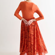 Huxley Rosechild Jersey Top Circle Skirt Midi Dress - Apricot