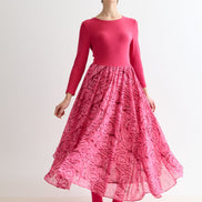 Huxley Rosechild Jersey Top Circle Skirt Midi Dress - Pink