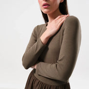 Huxley Jersey & Georgette Midi Dress - Mole
