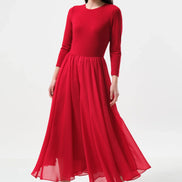 Huxley Jersey & Georgette Midi Dress - Red