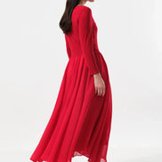 Huxley Jersey & Georgette Midi Dress - Red