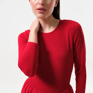 Huxley Jersey & Georgette Midi Dress - Red