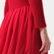 Huxley Jersey & Georgette Midi Dress - Red