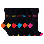 Pretty Motif Socks for Women in 6 Pack | Black Novelty Socks