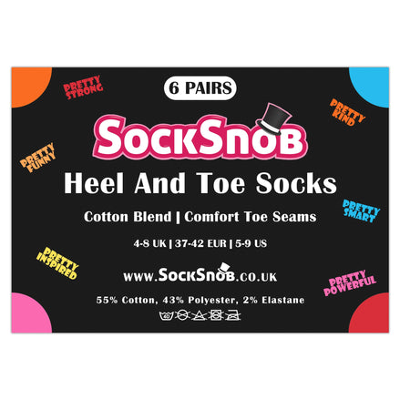 Pretty Motif Socks for Women in 6 Pack | Black Novelty Socks