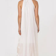 White Halterneck Flower Cotton Dress