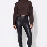 Black High‑Waist Leather‑Look Leggings