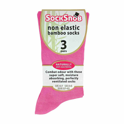3 Pack Ladies Anti Odour Loose Wide Bamboo Socks with Non Elastic Top