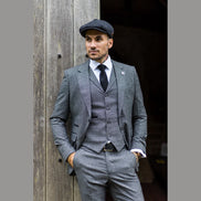 AK-10 - Men's Classic 3 Piece Suit Prince of Wales Check Wedding