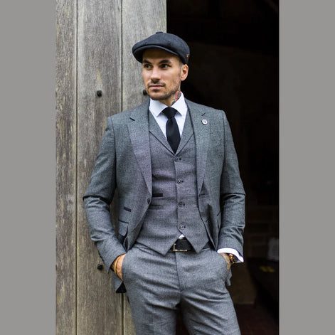 AK-10 - Men's Classic 3 Piece Suit Prince of Wales Check Wedding