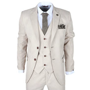 IM04 - Men's Beige 3 Piece Tailored Fit Wedding Suit