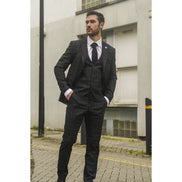 IM3 - Men's Black Checked Tailored Fit Suit