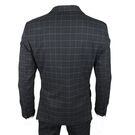IM3 - Men's Black Checked Tailored Fit Suit