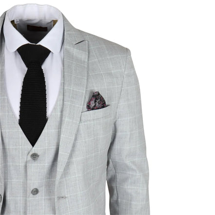IM3 - Men's Grey Checked Tailored Fit Suit