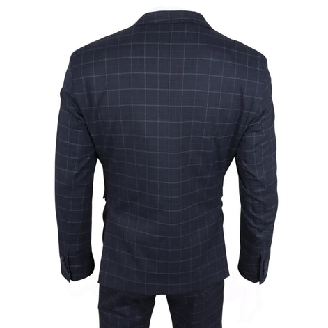 IM3 - Men's Navy Checked Tailored Fit Suit
