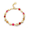 Sara Mixed Gemstone Bracelet: Fuchsia Onyx, Quartzite & Peach Moonstone