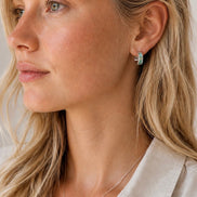 Cora Chunky Huggie Hoops Silver Pariba Onyx