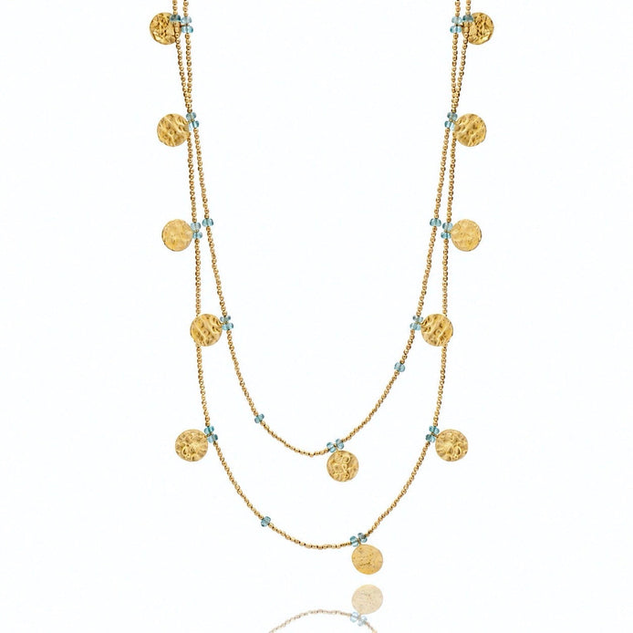 Cleo Long Coin Wrap Necklace: Apatite