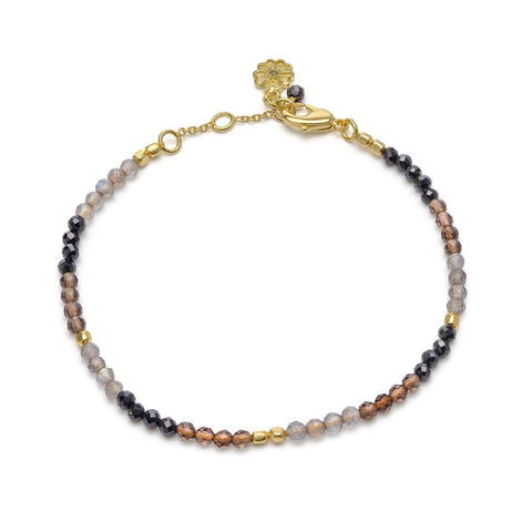 Milos Mixed Gemstone Beaded Bracelet  Black Onyx, Smoky Quartz & Labradorite