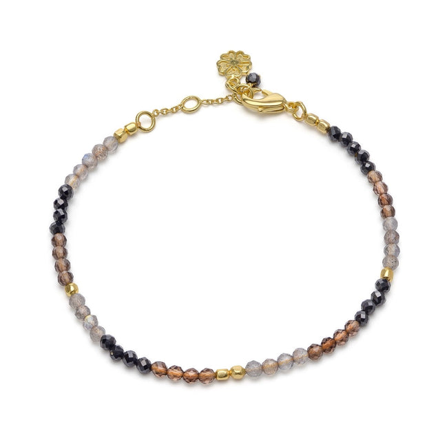 Milos Mixed Gemstone Beaded Bracelet  Black Onyx, Smoky Quartz & Labradorite