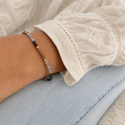 Milos Mixed Gemstone Beaded Bracelet  Black Onyx, Smoky Quartz & Labradorite