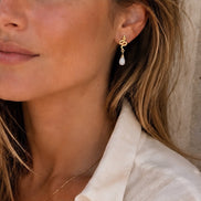 Medusa Small Gemstone Drop Earrings White Agate