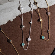 Penelope Multi-Stone Necklace: Pariba Onyx, Rose Quartz & Smoky Quartz