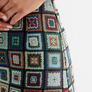 Buffy 70's Patch Jacquard Midi Skirt