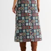 Buffy 70's Patch Jacquard Midi Skirt