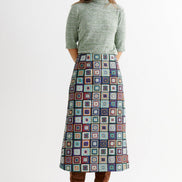 Buffy 70's Patch Jacquard Midi Skirt