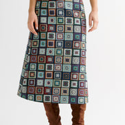 Buffy 70's Patch Jacquard Midi Skirt