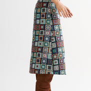 Buffy 70's Patch Jacquard Midi Skirt