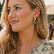 Moirai Twisted Loop Earrings Green Onyx
